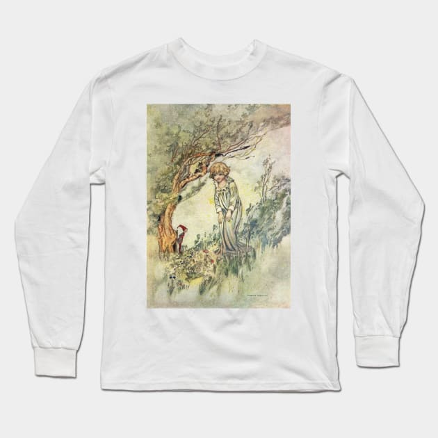 Bridget and Gnome by Charles Robinson Long Sleeve T-Shirt by vintage-art